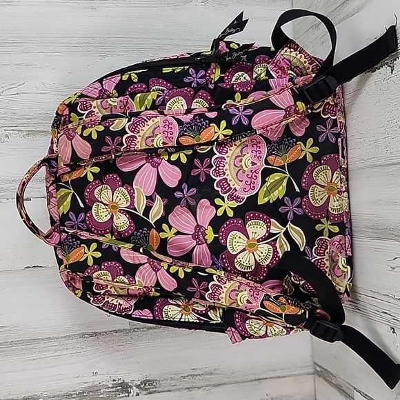 Vera Bradley Pirouette Pink floral large campus backpack padded laptop slot - Picture 2 of 14